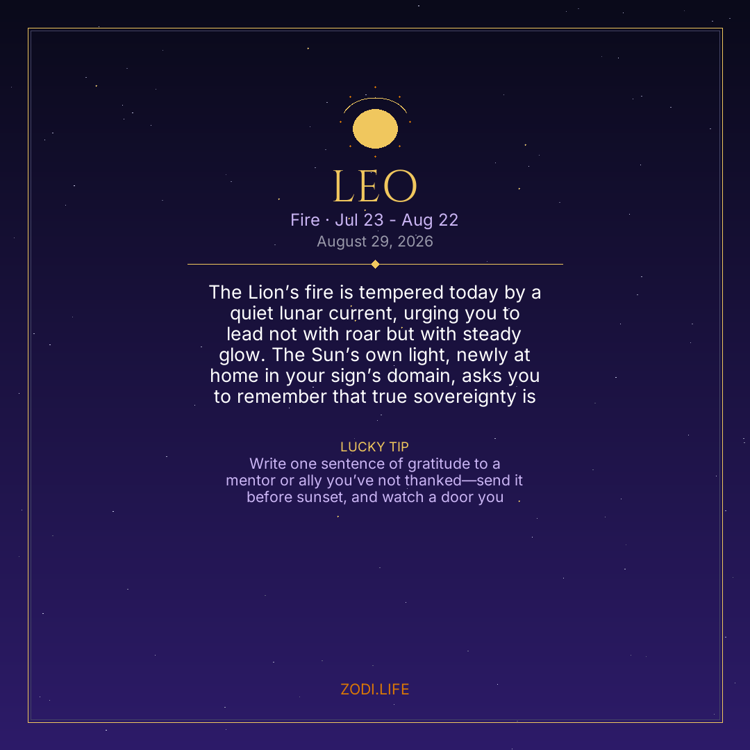 Leo Horoscope August 29, 2026