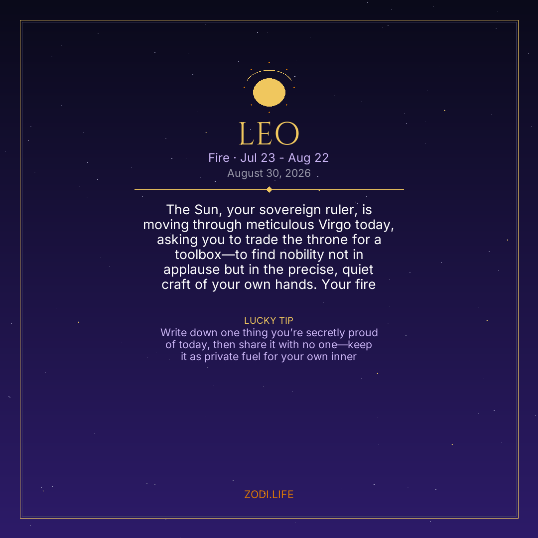 Leo Horoscope August 30, 2026