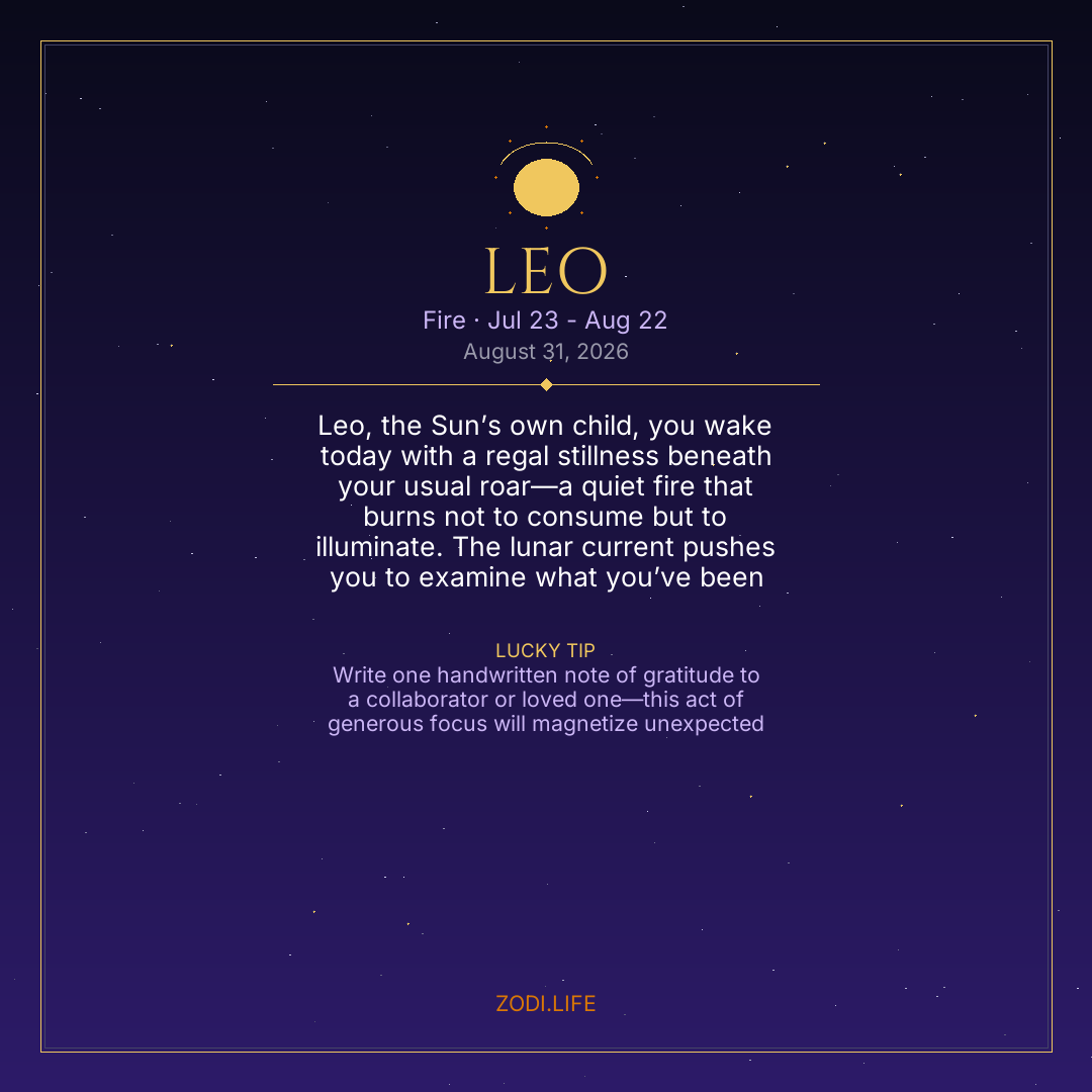 Leo Horoscope August 31, 2026