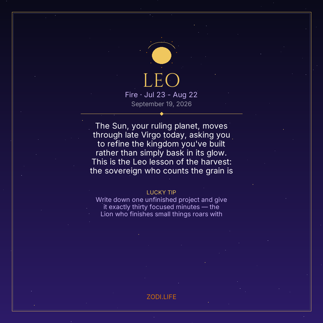 Leo Horoscope September 19, 2026