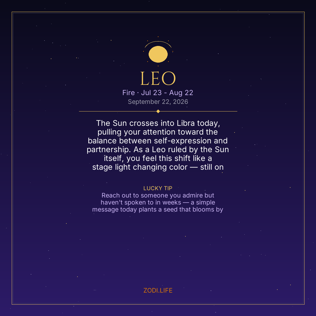 Leo Horoscope September 22, 2026