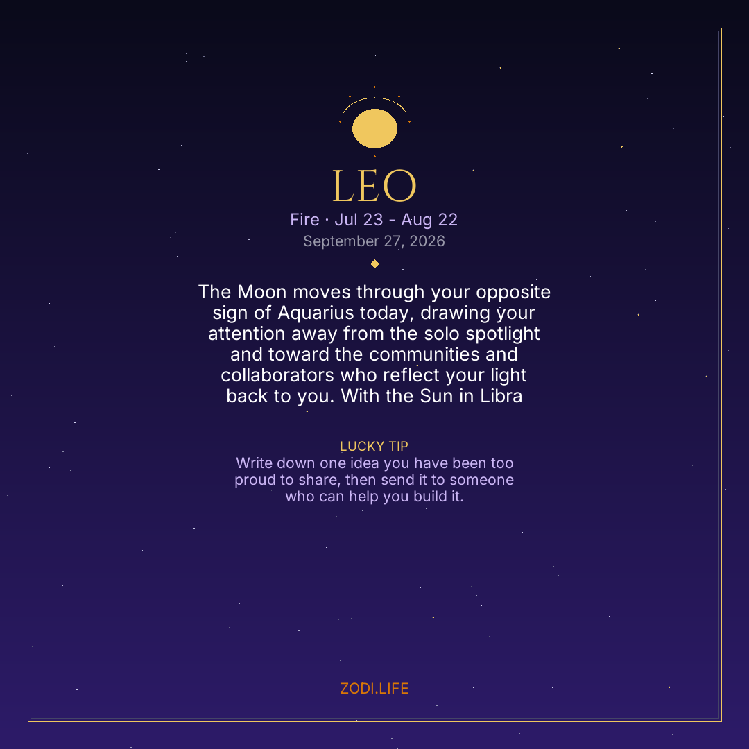 Leo Horoscope September 27, 2026