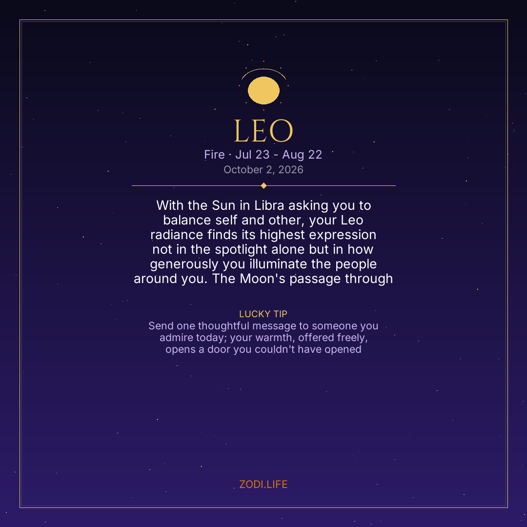 Leo Horoscope October 2, 2026