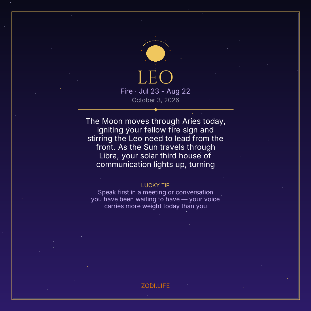 Leo Horoscope October 3, 2026