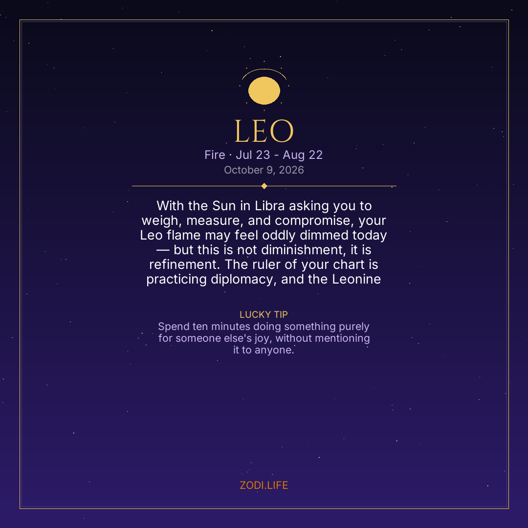 Leo Horoscope October 9, 2026