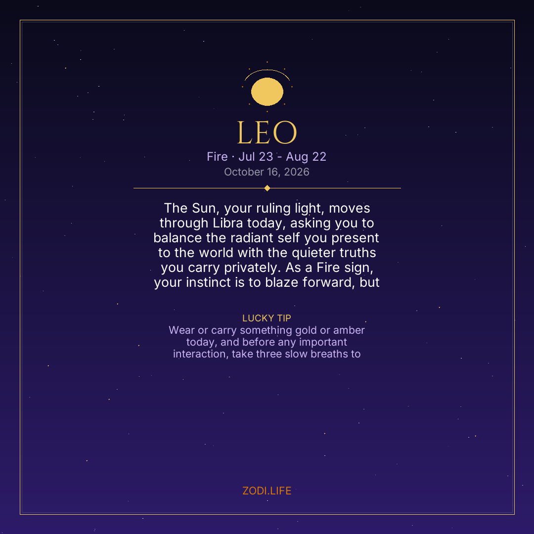 Leo Horoscope October 16, 2026