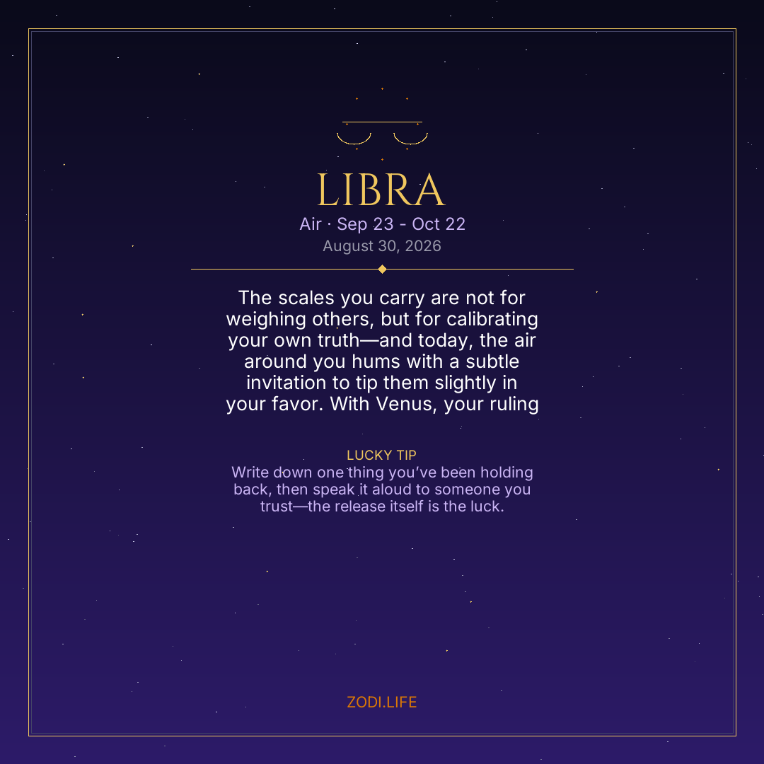Libra Horoscope August 30, 2026