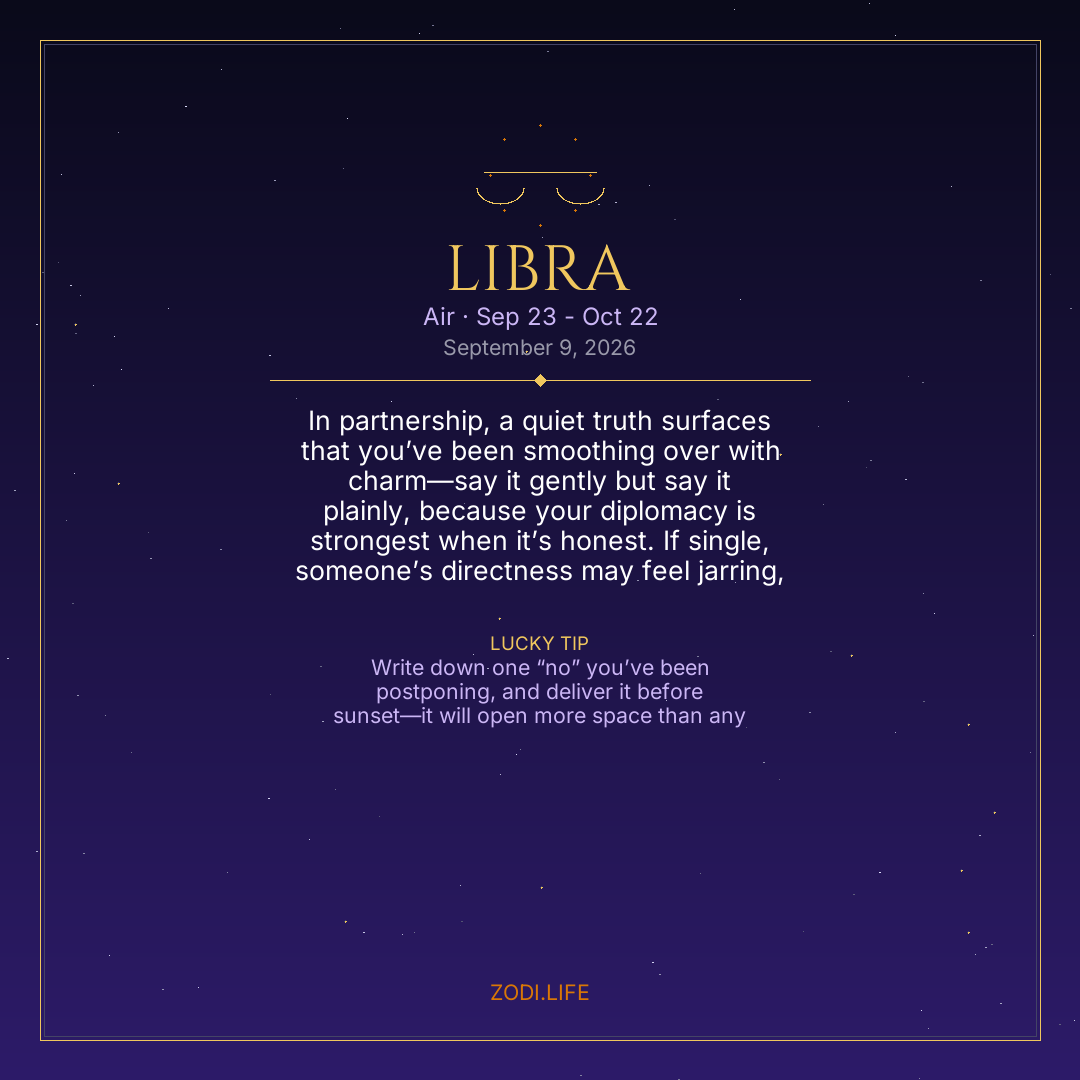 Libra Horoscope September 9, 2026