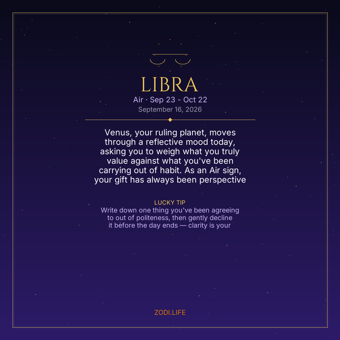 Libra Horoscope September 16, 2026