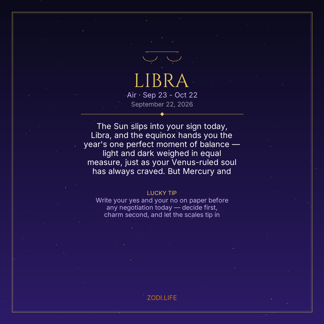 Libra Horoscope September 22, 2026