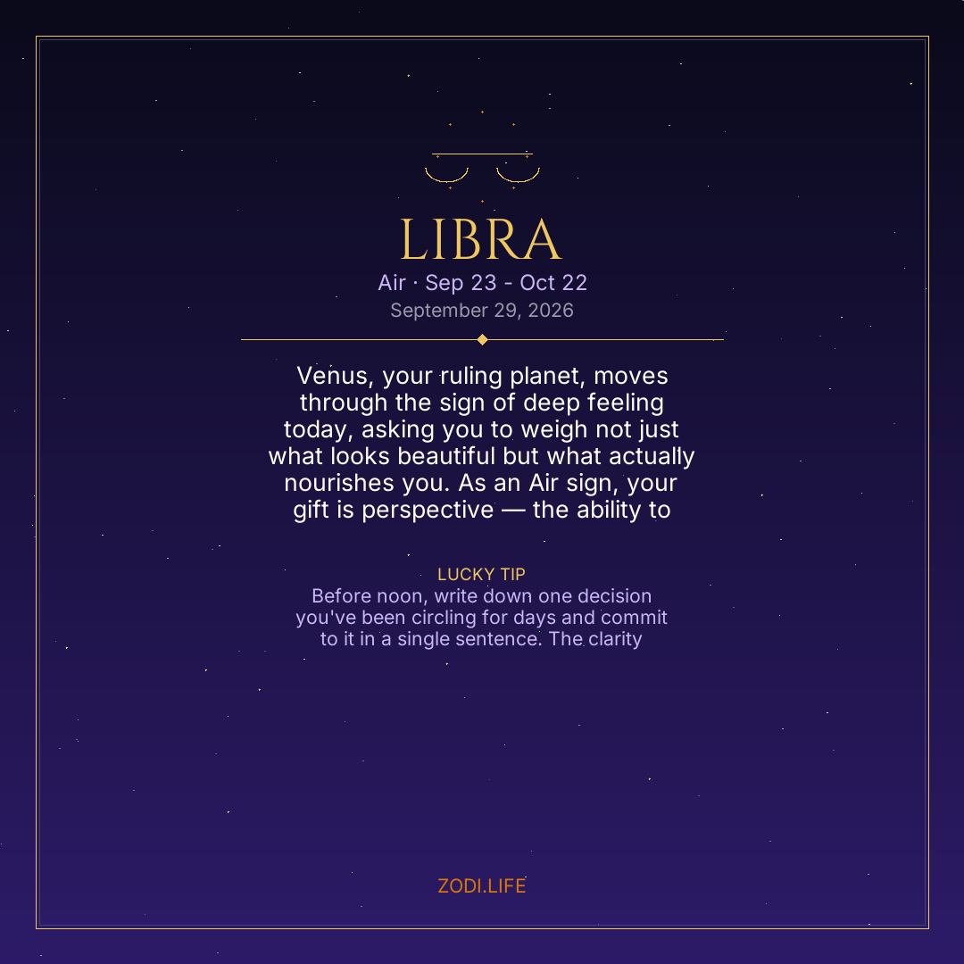 Libra Horoscope September 29, 2026