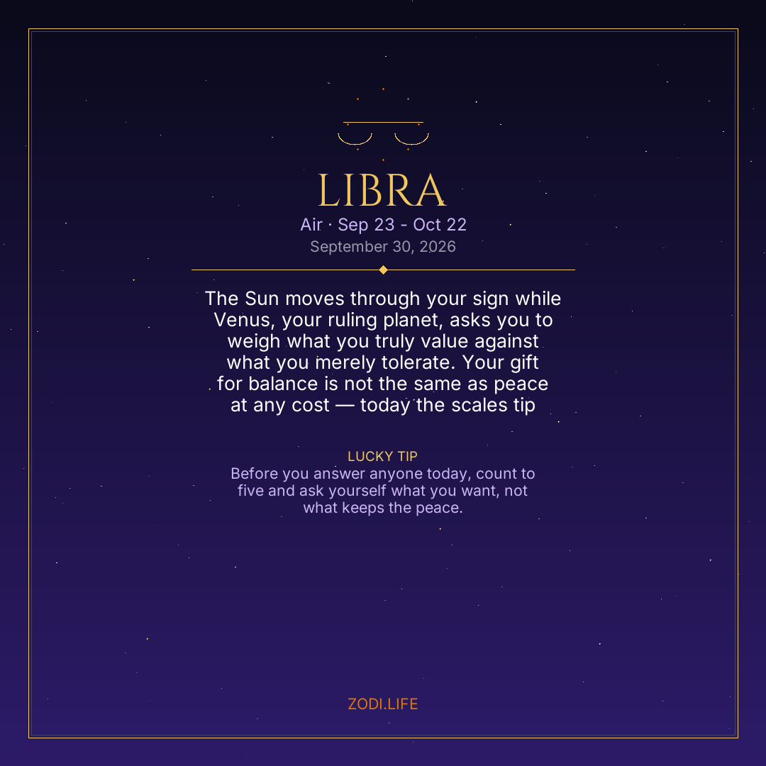 Libra Horoscope September 30, 2026