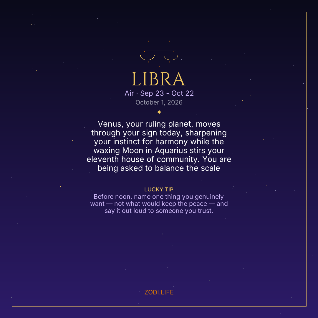 Libra Horoscope October 1, 2026