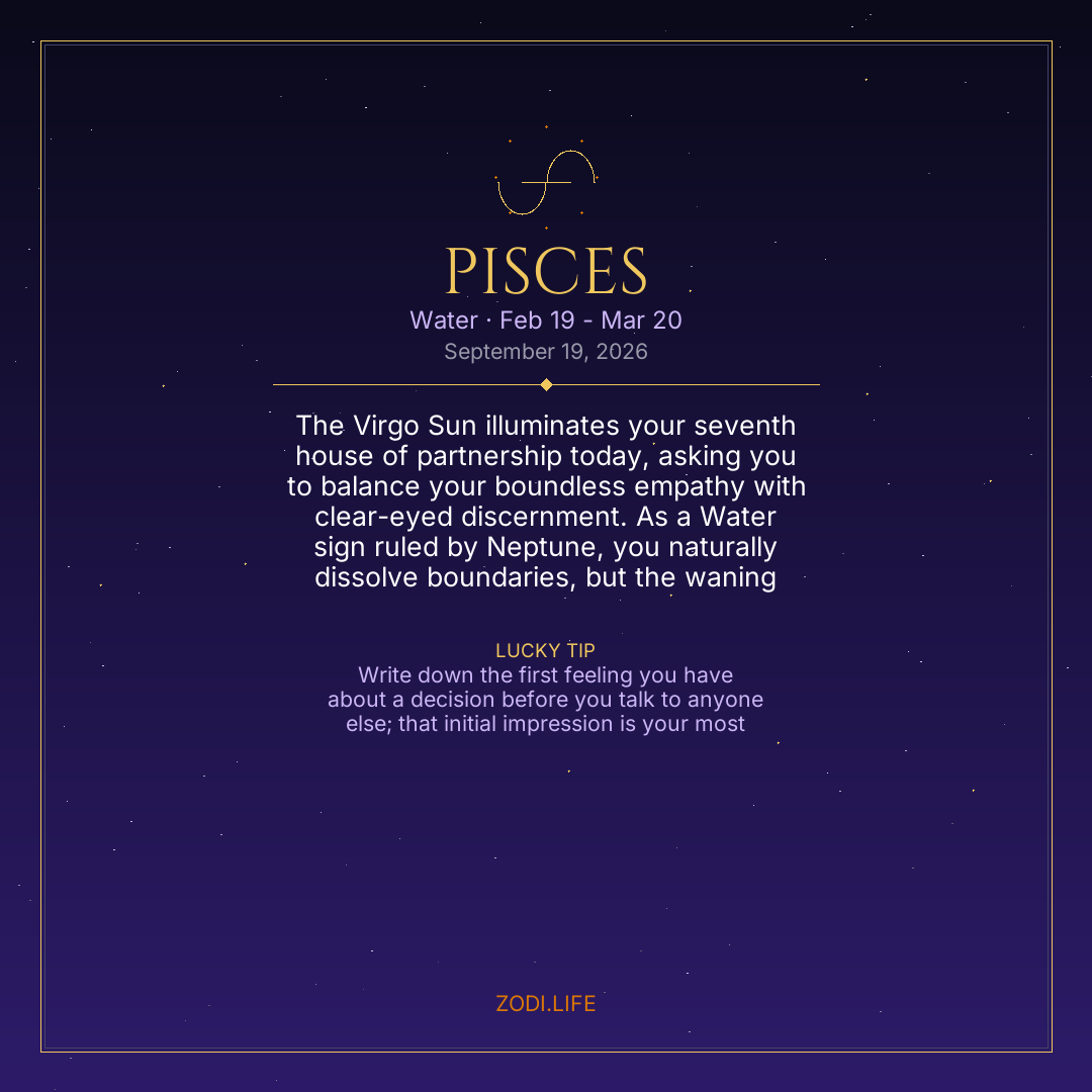 Pisces Horoscope September 19, 2026