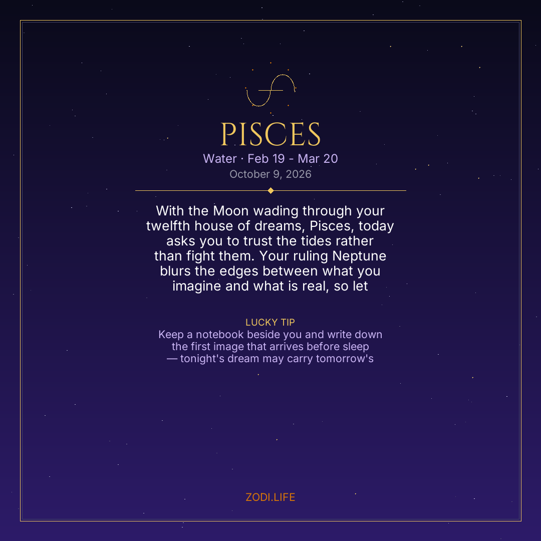 Pisces Horoscope October 9, 2026