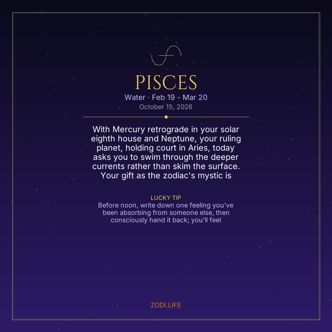 Pisces Horoscope October 15, 2026