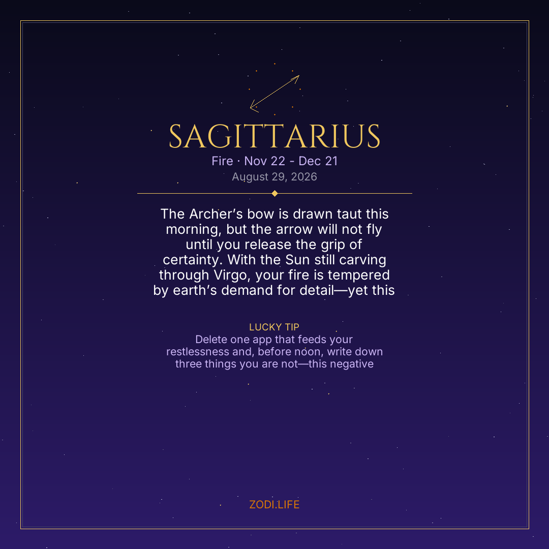 Sagittarius Horoscope August 29, 2026