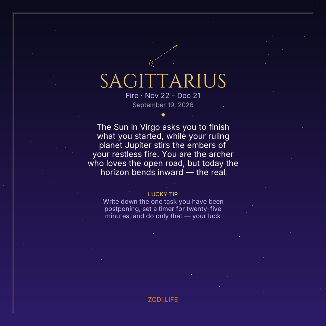 Sagittarius Horoscope September 19, 2026