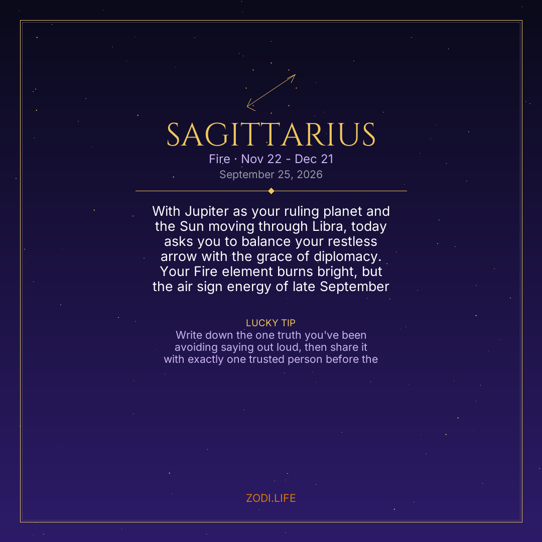 Sagittarius Horoscope September 25, 2026