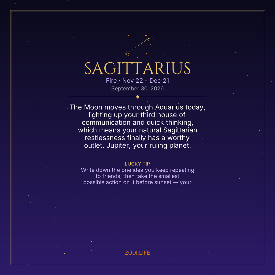 Sagittarius Horoscope September 30, 2026