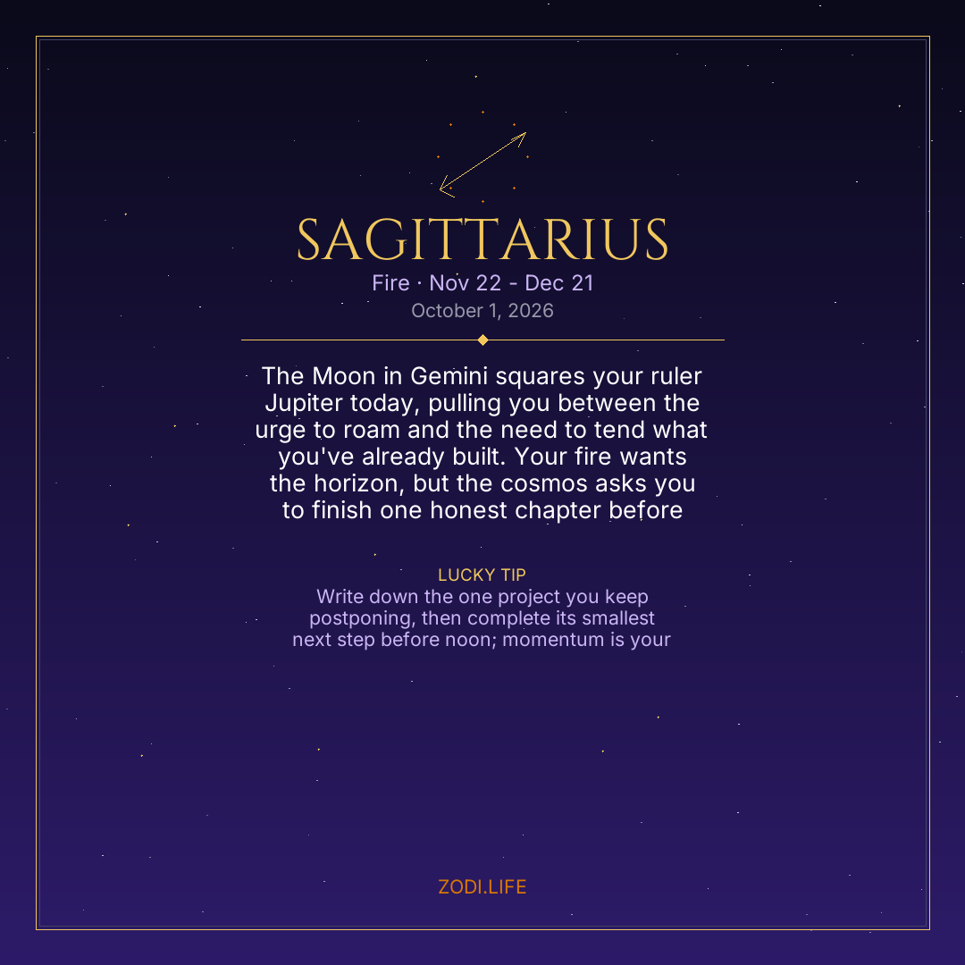 Sagittarius Horoscope October 1, 2026