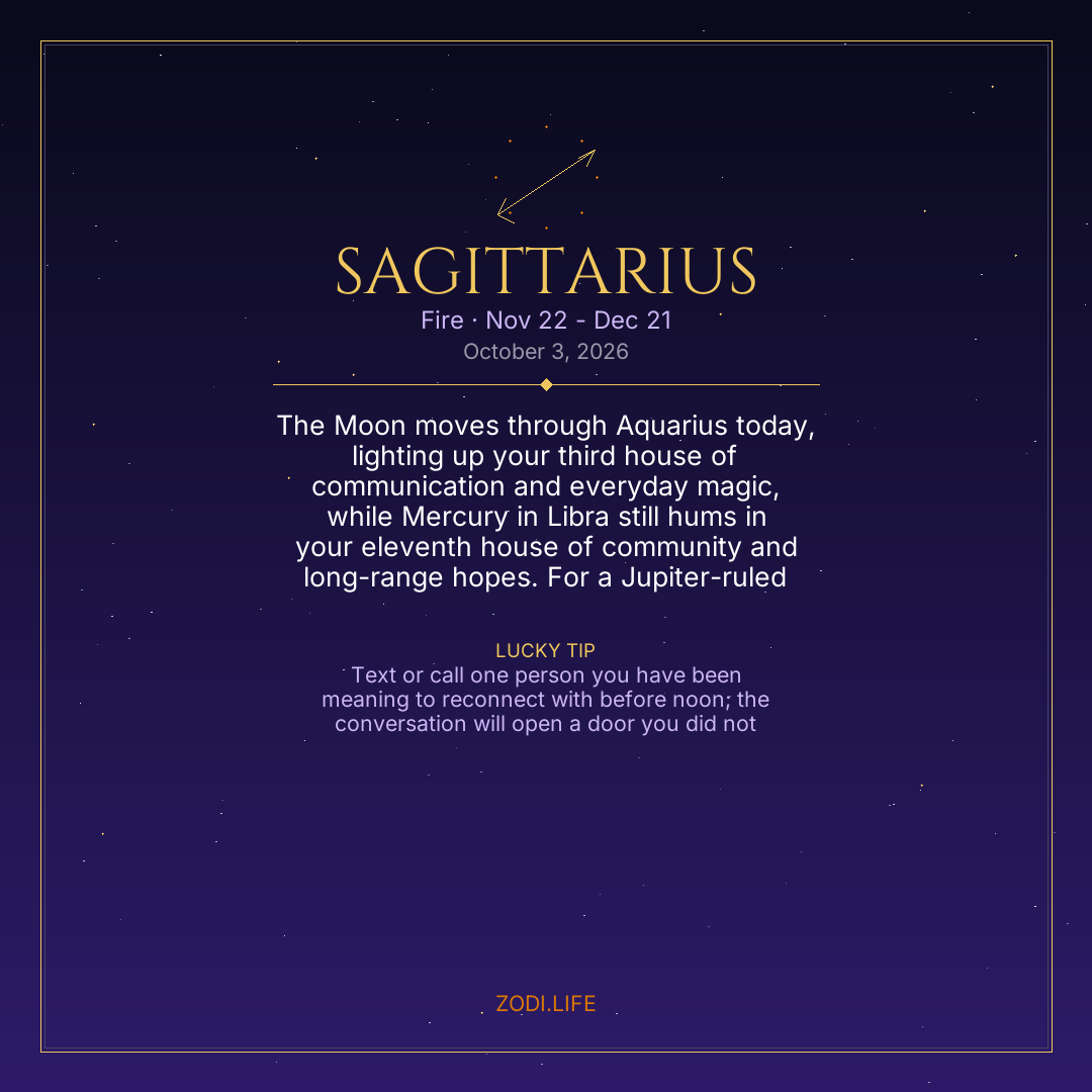 Sagittarius Horoscope October 3, 2026