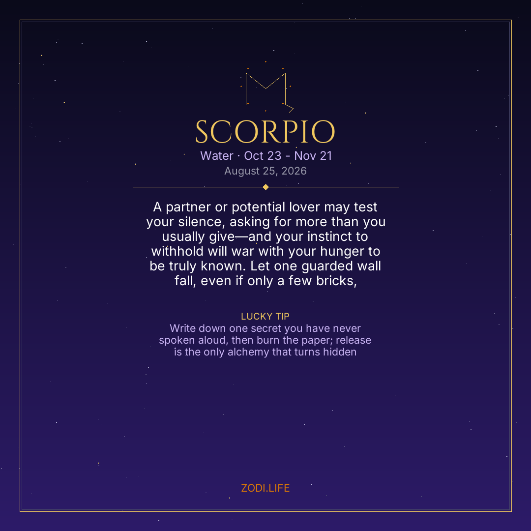 Scorpio Horoscope August 25, 2026