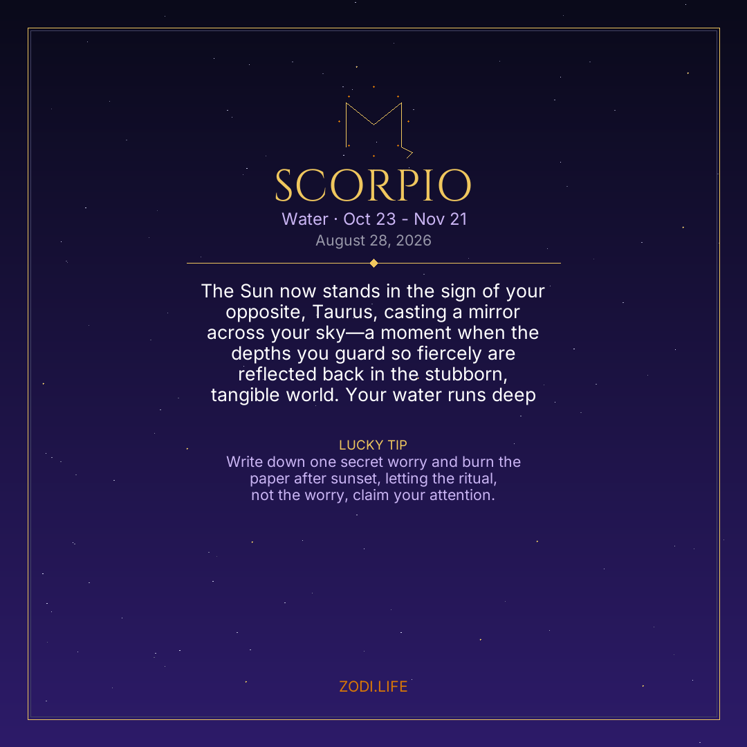 Scorpio Horoscope August 28, 2026