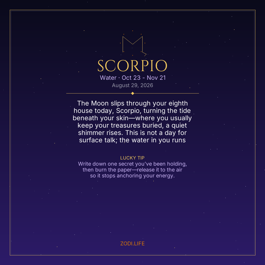 Scorpio Horoscope August 29, 2026