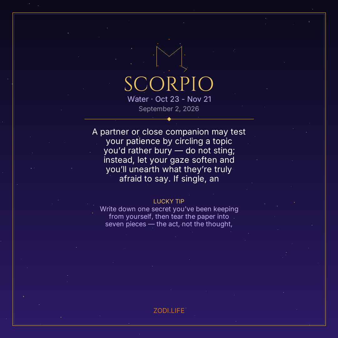 Scorpio Horoscope September 2, 2026