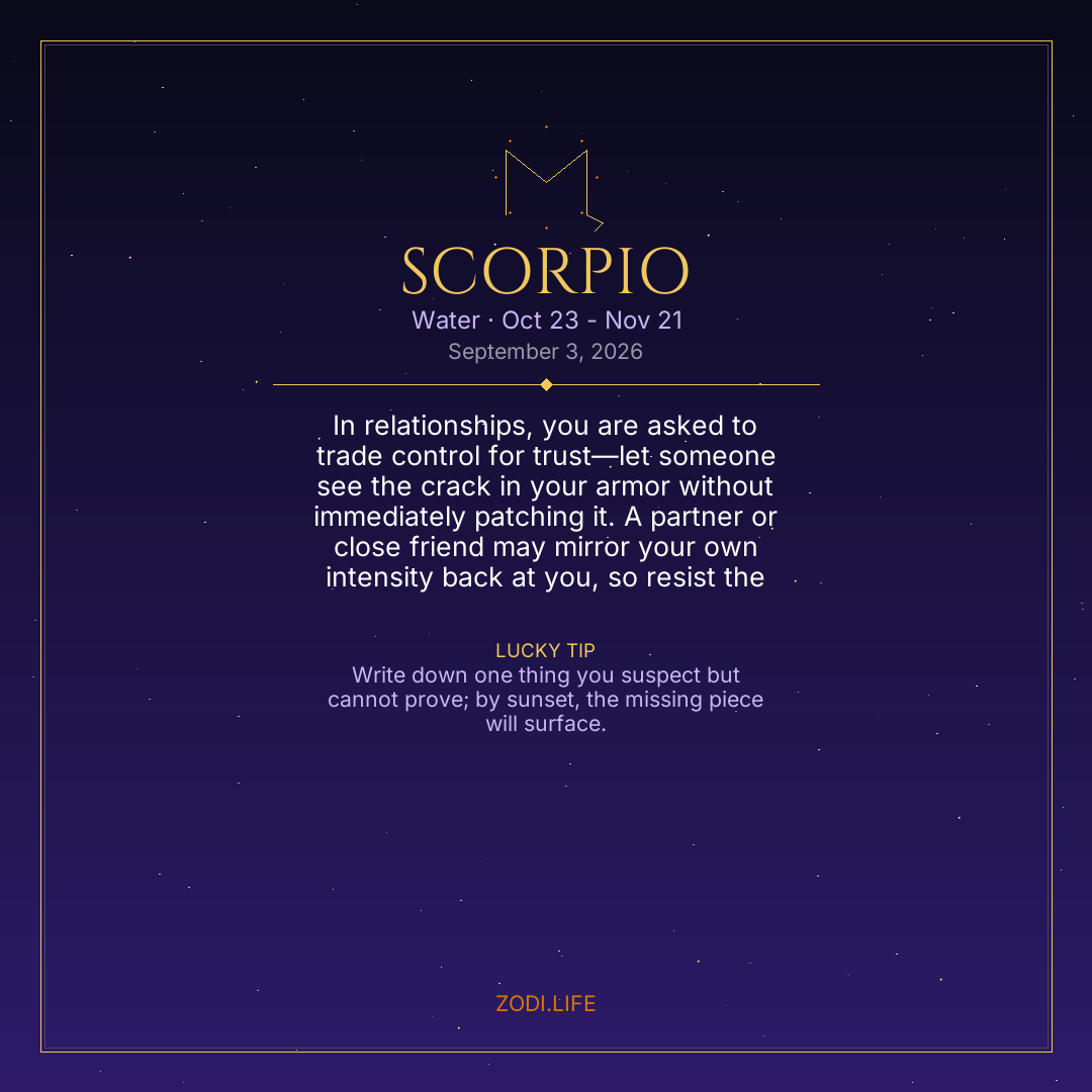 Scorpio Horoscope September 3, 2026
