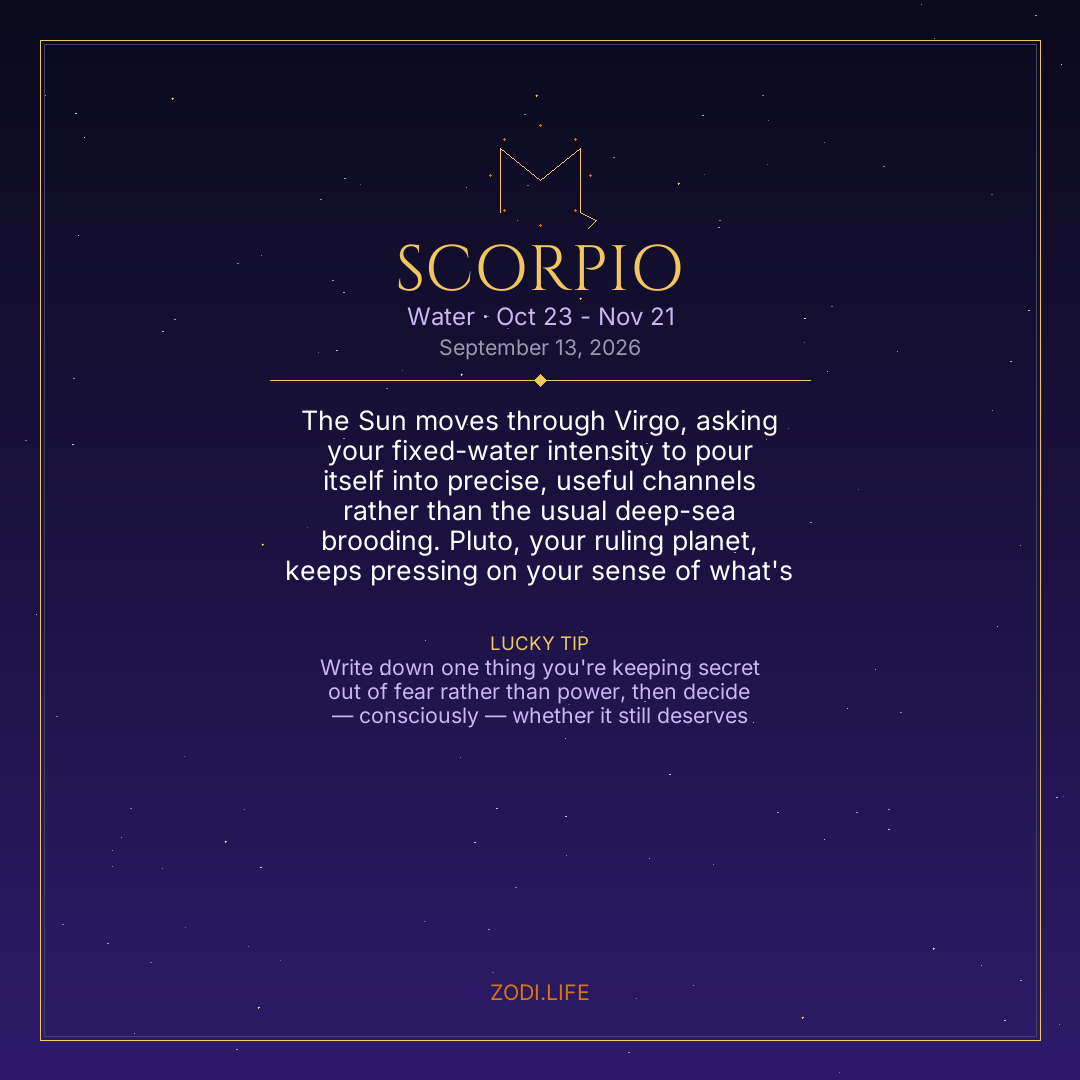 Scorpio Horoscope September 13, 2026