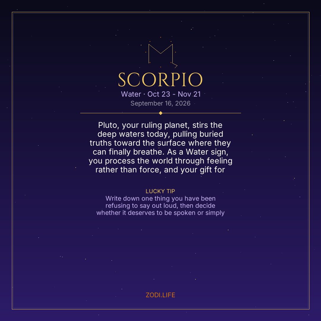 Scorpio Horoscope September 16, 2026