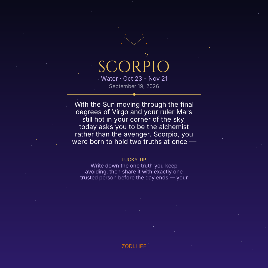 Scorpio Horoscope September 19, 2026