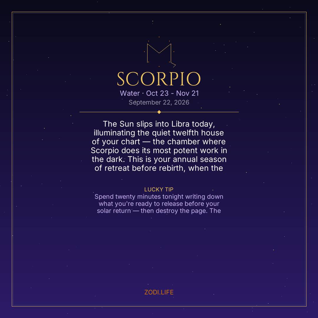 Scorpio Horoscope September 22, 2026