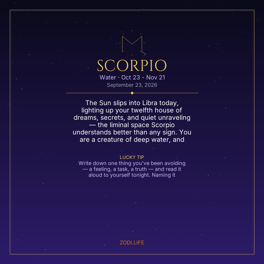 Scorpio Horoscope September 23, 2026