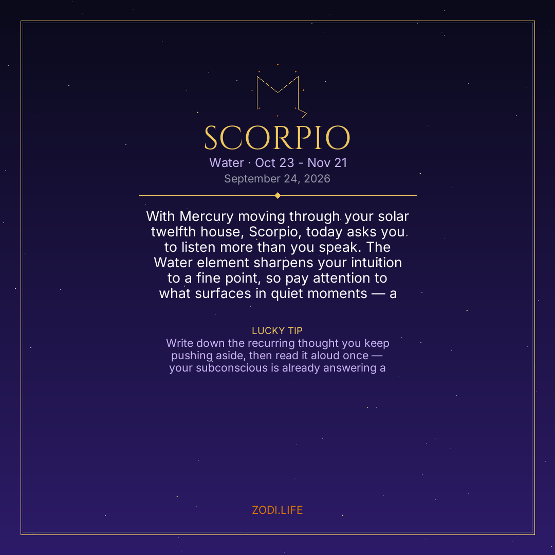 Scorpio Horoscope September 24, 2026