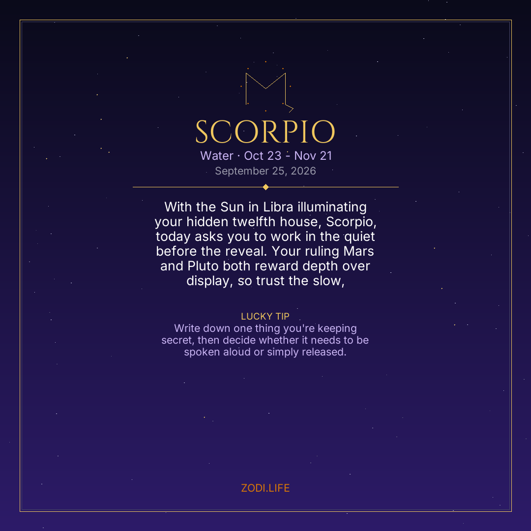 Scorpio Horoscope September 25, 2026