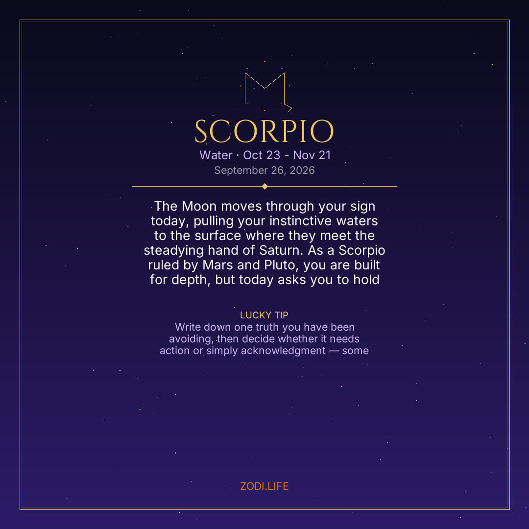 Scorpio Horoscope September 26, 2026