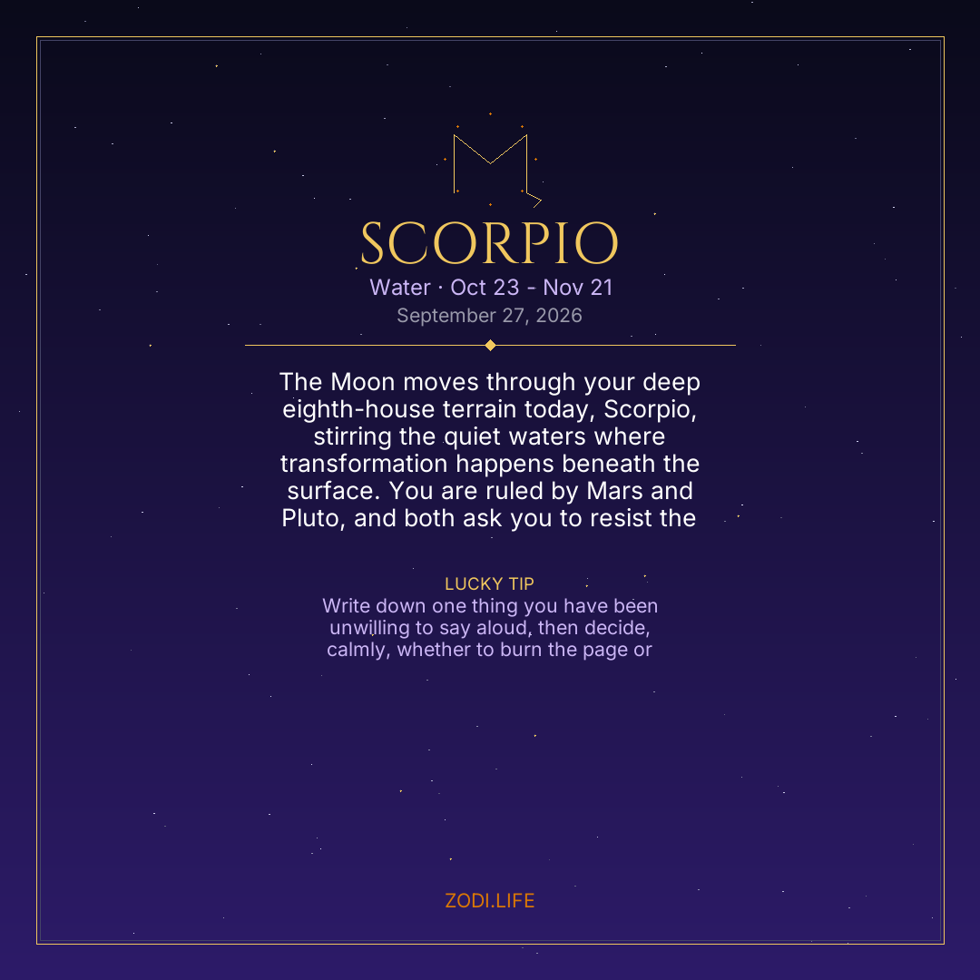 Scorpio Horoscope September 27, 2026