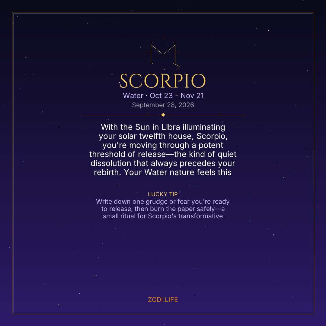 Scorpio Horoscope September 28, 2026