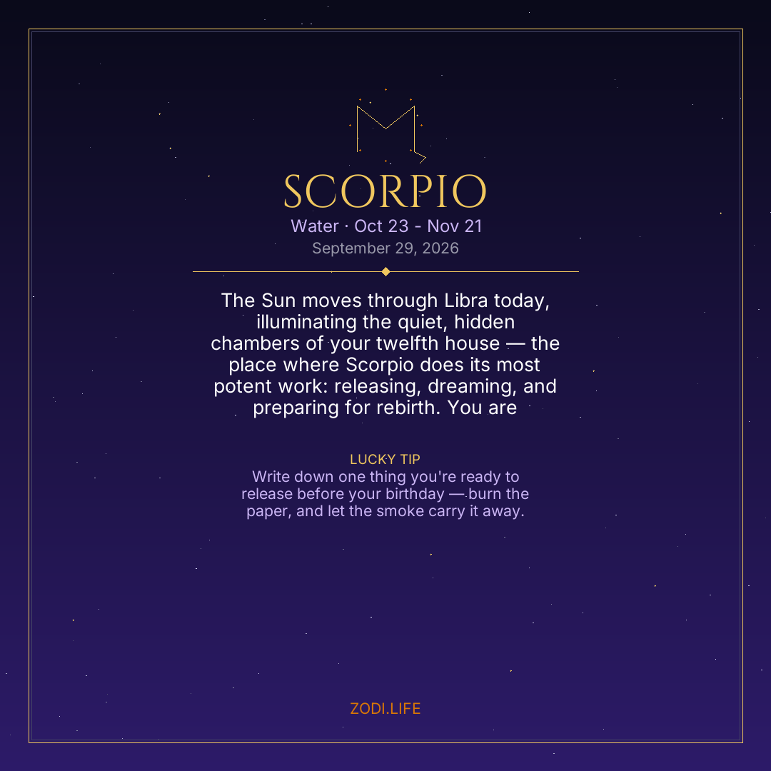 Scorpio Horoscope September 29, 2026