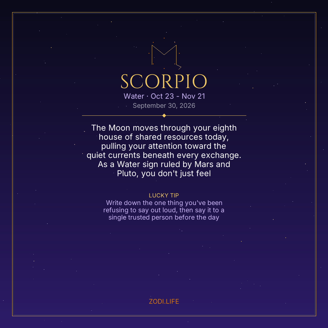 Scorpio Horoscope September 30, 2026