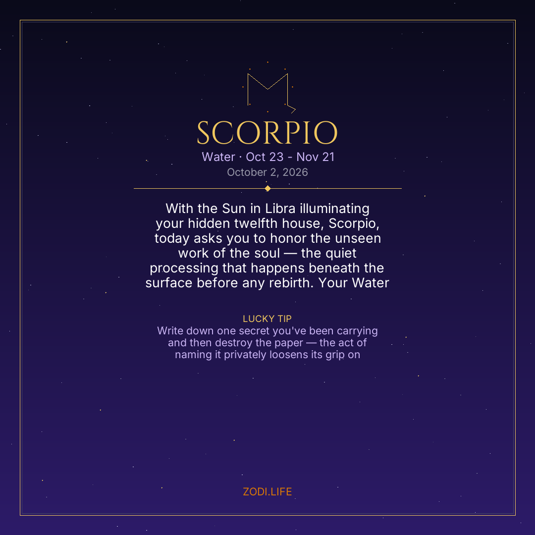 Scorpio Horoscope October 2, 2026
