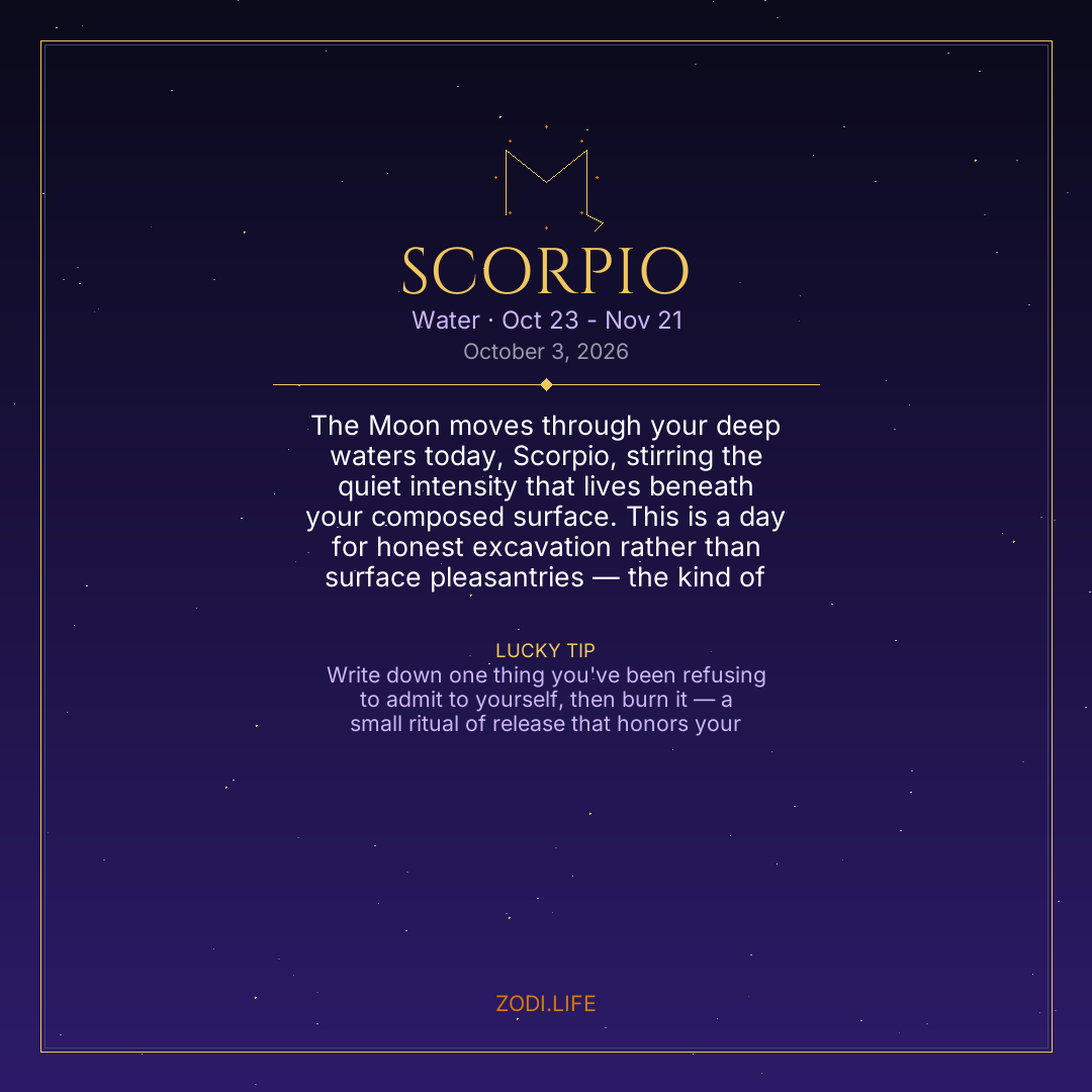 Scorpio Horoscope October 3, 2026