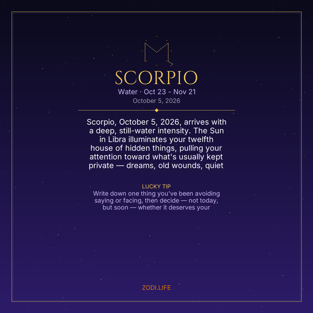 Scorpio Horoscope October 5, 2026