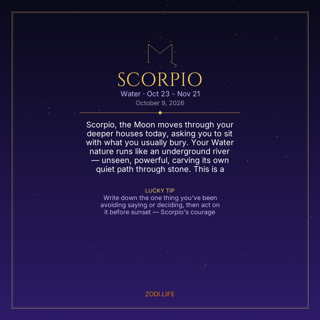 Scorpio Horoscope October 9, 2026