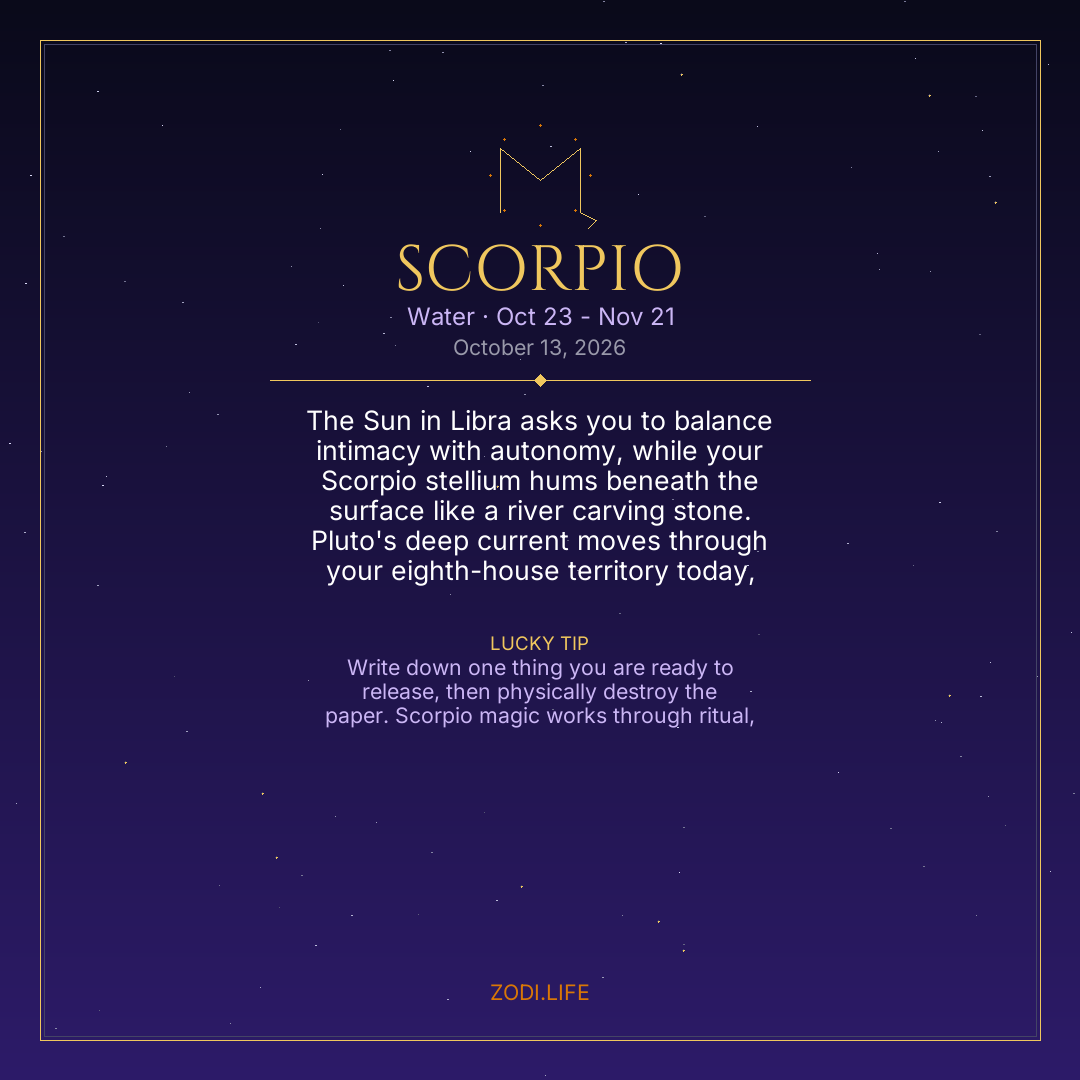 Scorpio Horoscope October 13, 2026