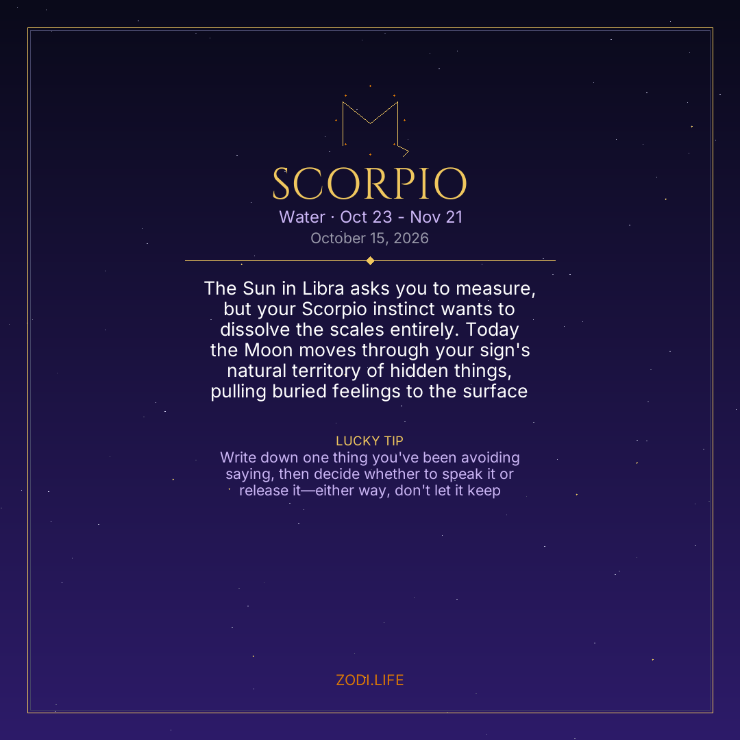 Scorpio Horoscope October 15, 2026