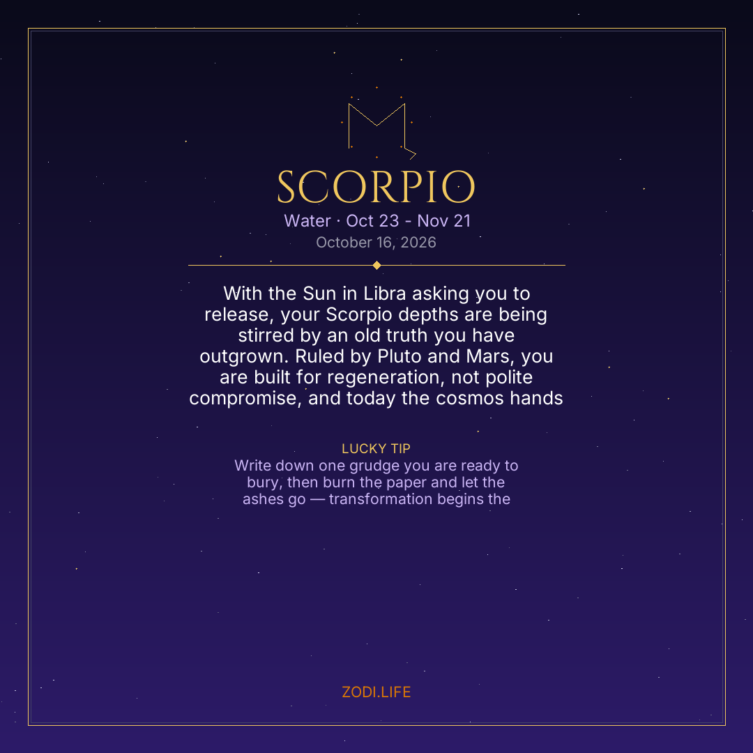 Scorpio Horoscope October 16, 2026